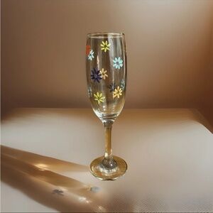 Floral hand painted  Champagne Glass